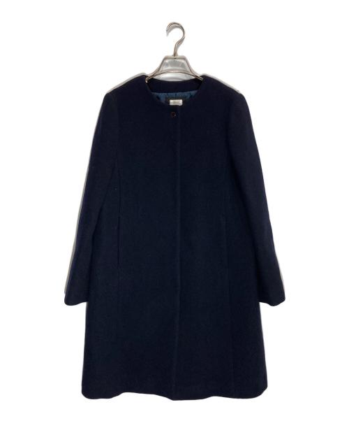 NOLLEY'S（ノーリーズ）NOLLEY'S (ノーリーズ) メリンプダブルビーバーノーカラーコート ネイビー サイズ:36の古着・服飾アイテム