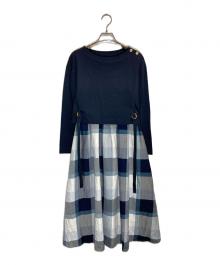 BLUE LABEL CRESTBRIDGE（ブルーレーベルクレストブリッジ）の古着「ストレッチポンチワンピース」｜ネイビー