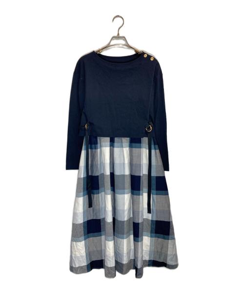 BLUE LABEL CRESTBRIDGE（ブルーレーベルクレストブリッジ）BLUE LABEL CRESTBRIDGE (ブルーレーベルクレストブリッジ) ストレッチポンチワンピース ネイビー サイズ:38の古着・服飾アイテム