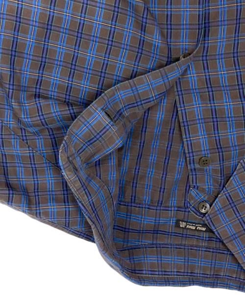 MIU MIU（ミュウミュウ）MIU MIU (ミュウミュウ) チェックシャツ グレー×ネイビー サイズ:39の古着・服飾アイテム