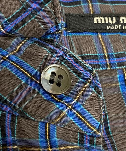 MIU MIU（ミュウミュウ）MIU MIU (ミュウミュウ) チェックシャツ グレー×ネイビー サイズ:39の古着・服飾アイテム