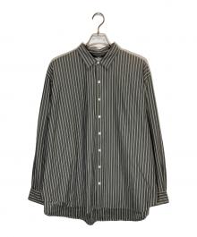 +81×KANEMASA PHIL.（プラスエイティーワン×カネマサフィル）の古着「別注THICK AND THIN STRIPE ROYAL OX DRESS KNIT SHIRT」｜グレー×ホワイト