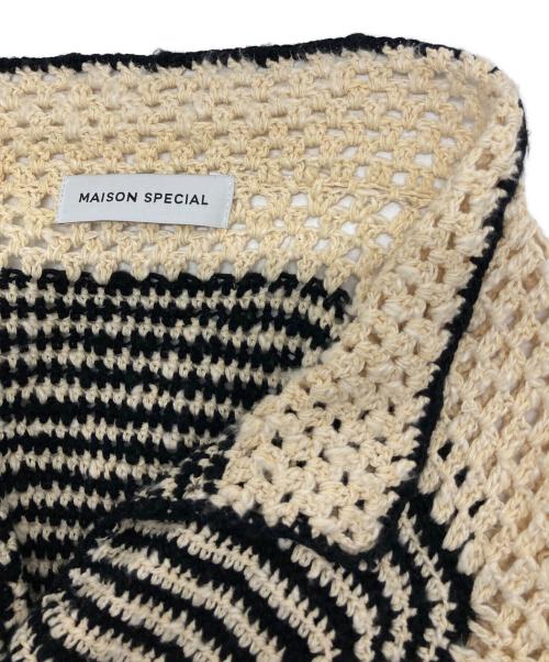 MAISON SPECIAL（メゾンスペシャル）MAISON SPECIAL (メゾンスペシャル) ニットカーディガン ブラック×ベージュ サイズ:Ⅿの古着・服飾アイテム