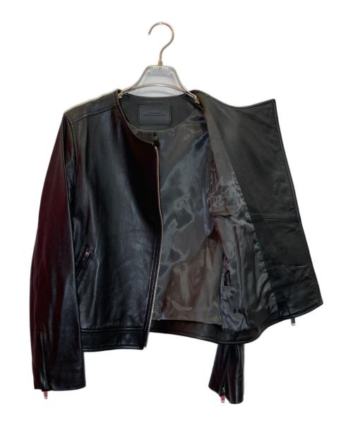 green label relaxing（グリーンレーベルリラクシング）green label relaxing (グリーンレーベルリラクシング) FM SHEEP レザー ノーカラー ジャケット ブラック サイズ:SIZE 40の古着・服飾アイテム