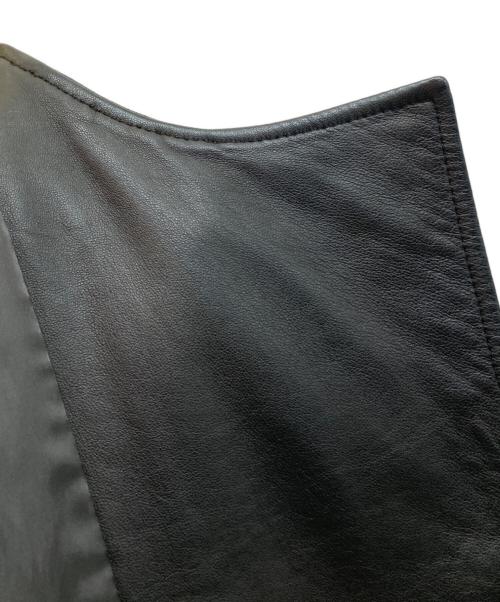 green label relaxing（グリーンレーベルリラクシング）green label relaxing (グリーンレーベルリラクシング) FM SHEEP レザー ノーカラー ジャケット ブラック サイズ:SIZE 40の古着・服飾アイテム