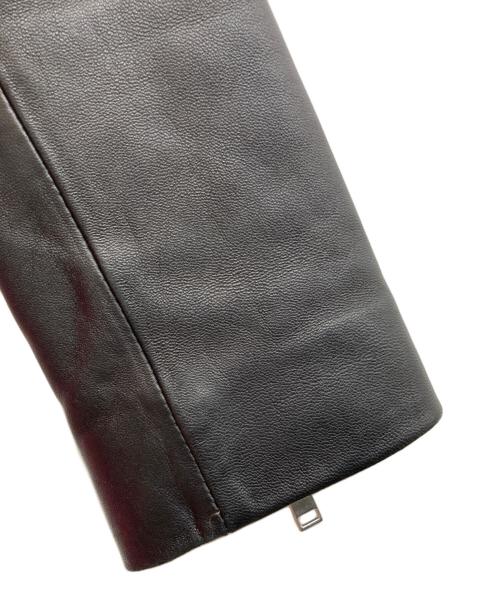 green label relaxing（グリーンレーベルリラクシング）green label relaxing (グリーンレーベルリラクシング) FM SHEEP レザー ノーカラー ジャケット ブラック サイズ:SIZE 40の古着・服飾アイテム