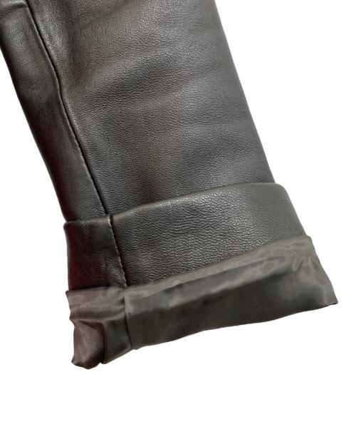 green label relaxing（グリーンレーベルリラクシング）green label relaxing (グリーンレーベルリラクシング) FM SHEEP レザー ノーカラー ジャケット ブラック サイズ:SIZE 40の古着・服飾アイテム