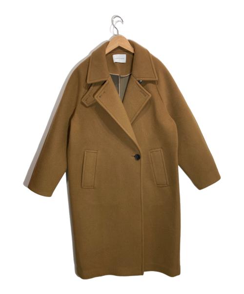 Adam et Rope（アダム エ ロペ）Adam et Rope (アダム エ ロペ) ウールボンディングラグランロングコート ブラウン サイズ:38の古着・服飾アイテム