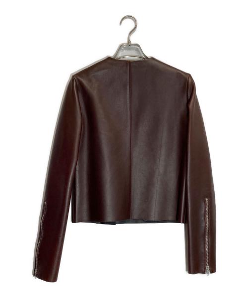 CELINE（セリーヌ）CELINE (セリーヌ) スネークスキン切替シープスキンレザージャケット ブラウン サイズ:34の古着・服飾アイテム