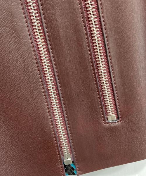 CELINE（セリーヌ）CELINE (セリーヌ) スネークスキン切替シープスキンレザージャケット ブラウン サイズ:34の古着・服飾アイテム