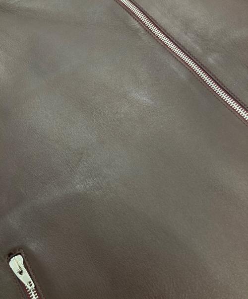 CELINE（セリーヌ）CELINE (セリーヌ) スネークスキン切替シープスキンレザージャケット ブラウン サイズ:34の古着・服飾アイテム