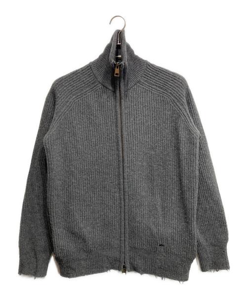 ATOMOFACTORY.（アトモファクトリー）ATOMOFACTORY. (アトモファクトリー) ダメージジップアップカーディガン グレー サイズ:Mの古着・服飾アイテム