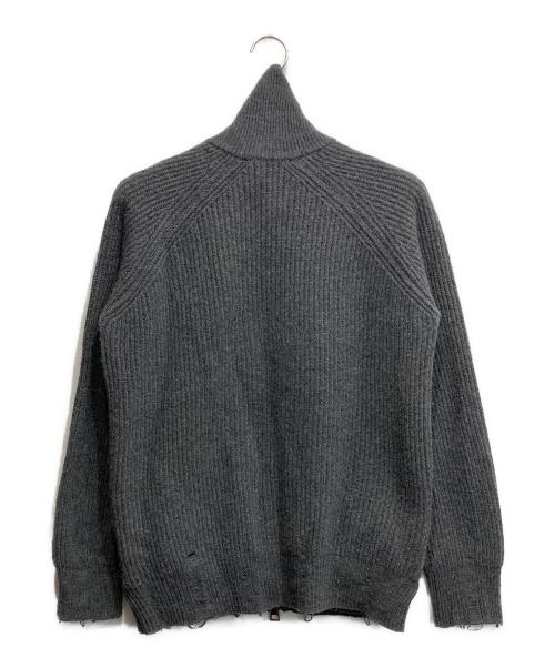ATOMOFACTORY.（アトモファクトリー）ATOMOFACTORY. (アトモファクトリー) ダメージジップアップカーディガン グレー サイズ:Mの古着・服飾アイテム