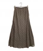 Sea Room lynnシールームリン）の古着「レースウエスト VINTAGE SATIN スカート」｜ブラック×ベージュ