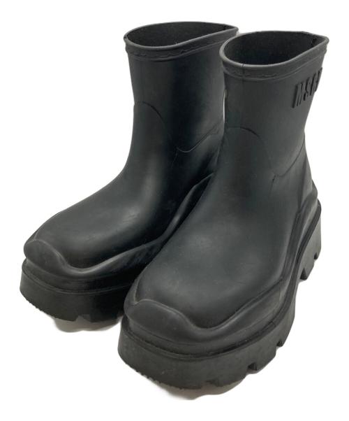 MSGM（エムエスジーエム）MSGM (エムエスジーエム) ロゴエンボスアンクルブーツ ブラック サイズ:37の古着・服飾アイテム