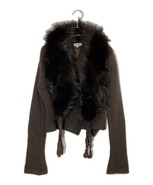 FOXEY BOUTIQUE（フォクシー ブティック）FOXEY BOUTIQUE (フォクシー ブティック) フォックスファー カシミヤカーディガン ブラウン サイズ:38の古着・服飾アイテム