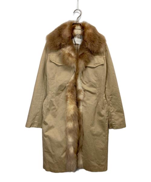 ermanno scervino（エルマノシェルビーノ）ERMANNO SCERVINO (エルマノシェルビーノ) フォックスファーコート ベージュ サイズ:42の古着・服飾アイテム