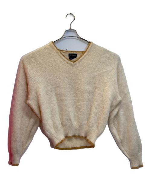 VAN HEUSEN（ヴァンヒューセン/バンヒューゼン）VAN HEUSEN (ヴァンヒューセン/バンヒューゼン) モヘア混Vネックニット ベージュ サイズ:Lの古着・服飾アイテム