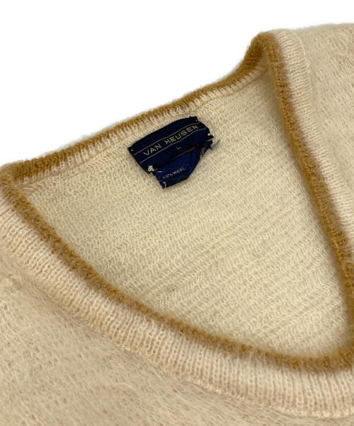 VAN HEUSEN（ヴァンヒューセン/バンヒューゼン）VAN HEUSEN (ヴァンヒューセン/バンヒューゼン) モヘア混Vネックニット ベージュ サイズ:Lの古着・服飾アイテム