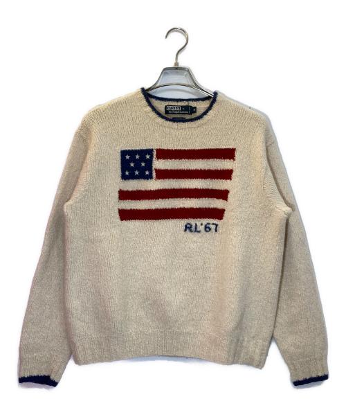 POLO RALPH LAUREN（ポロ・ラルフローレン）POLO RALPH LAUREN (ポロ・ラルフローレン) 星条旗ニット ベージュ サイズ:SIZE Mの古着・服飾アイテム
