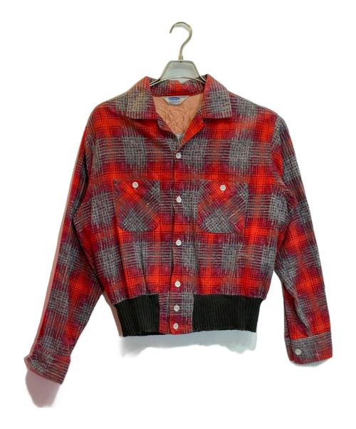 Pilgrim（ピルグリム）Pilgrim (ピルグリム) ヴィンテージリブ付きプリントネルチェックシャツ レッド サイズ:Lの古着・服飾アイテム