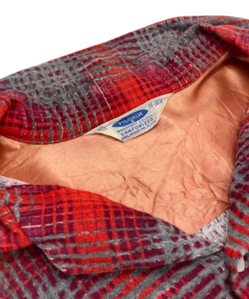 Pilgrim（ピルグリム）Pilgrim (ピルグリム) ヴィンテージリブ付きプリントネルチェックシャツ レッド サイズ:Lの古着・服飾アイテム
