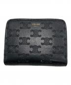 CELINEセリーヌ）の古着「トリオンフ コンパクト ジップドウォレット」｜ブラック