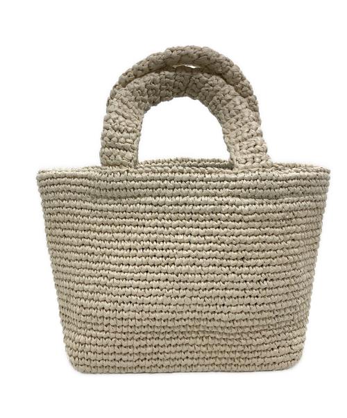 MARY QUANT（マリークヮント）MARY QUANT (マリークヮント) クロッシェラフィアライク トート ホワイト サイズ:-の古着・服飾アイテム