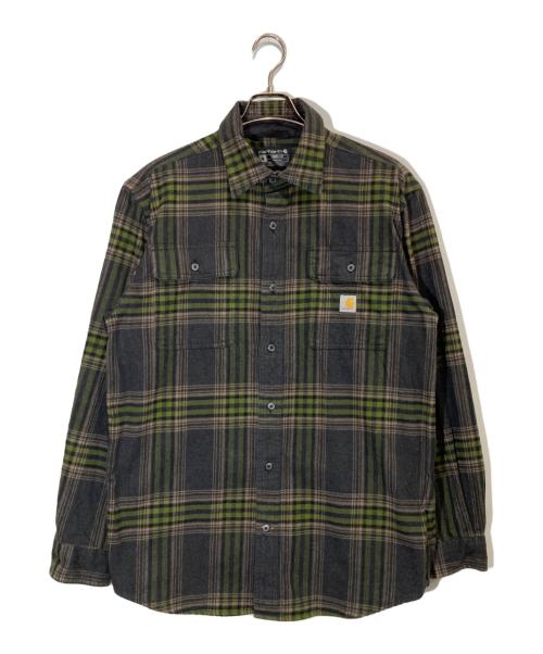 CarHartt（カーハート）CarHartt (カーハート) チェックネルシャツ ブラック×グリーン サイズ:Mの古着・服飾アイテム