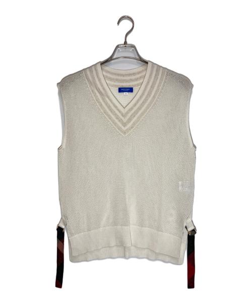 BLUE LABEL CRESTBRIDGE（ブルーレーベルクレストブリッジ）BLUE LABEL CRESTBRIDGE (ブルーレーベルクレストブリッジ) リネンブレンドメッシュニット ホワイト サイズ:38の古着・服飾アイテム