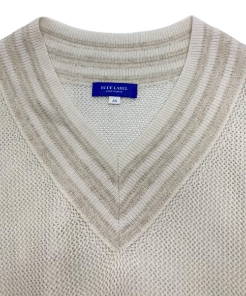 BLUE LABEL CRESTBRIDGE（ブルーレーベルクレストブリッジ）BLUE LABEL CRESTBRIDGE (ブルーレーベルクレストブリッジ) リネンブレンドメッシュニット ホワイト サイズ:38の古着・服飾アイテム