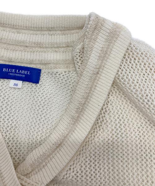 BLUE LABEL CRESTBRIDGE（ブルーレーベルクレストブリッジ）BLUE LABEL CRESTBRIDGE (ブルーレーベルクレストブリッジ) リネンブレンドメッシュニット ホワイト サイズ:38の古着・服飾アイテム