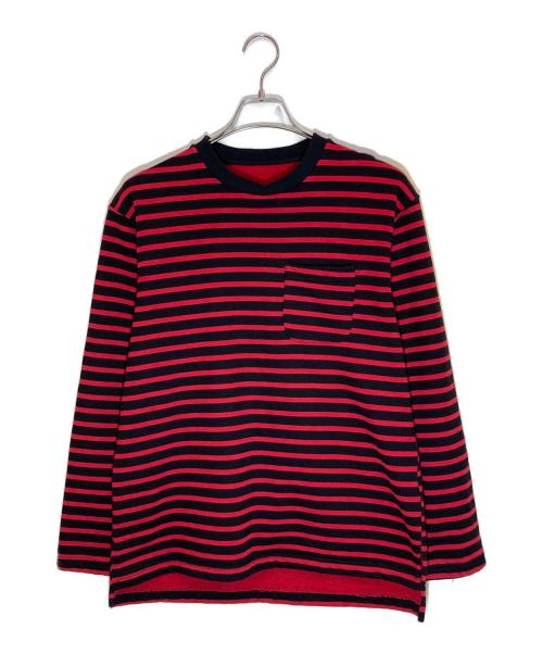 Engineered Garments（エンジニアド ガーメンツ）Engineered Garments (エンジニアド ガーメンツ) ボーダースウェット ブラック×レッド サイズ:Sの古着・服飾アイテム