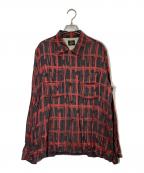 Needlesニードルズ）の古着「CUT OFF BOTTOM CLASSIC SHIRT」｜グレー×レッド