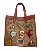 COACHコーチ）の古着「フィールド トート シグネチャー キャンバス ウィズ パッチ」｜ブラウン