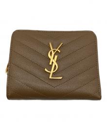 Saint Laurent Paris（サンローランパリ）の古着「モノグラム コンパクト ジップアラウンド ウォレット」｜ベージュ