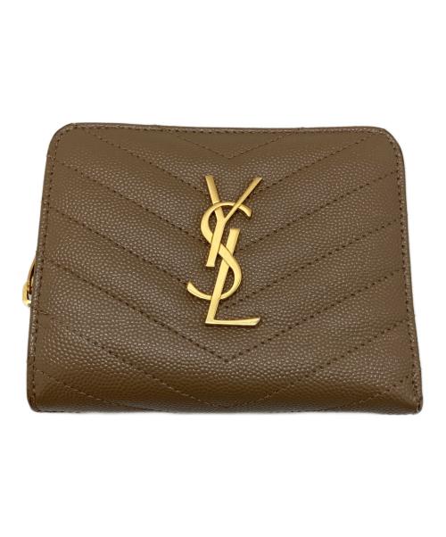Saint Laurent Paris（サンローランパリ）Saint Laurent Paris (サンローランパリ) モノグラム コンパクト ジップアラウンド ウォレット ベージュの古着・服飾アイテム