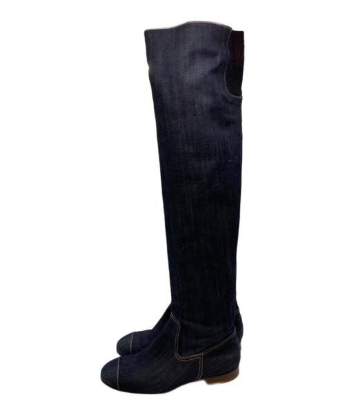CHANEL（シャネル）CHANEL (シャネル) デニムロングブーツ インディゴ サイズ:36　1/2の古着・服飾アイテム