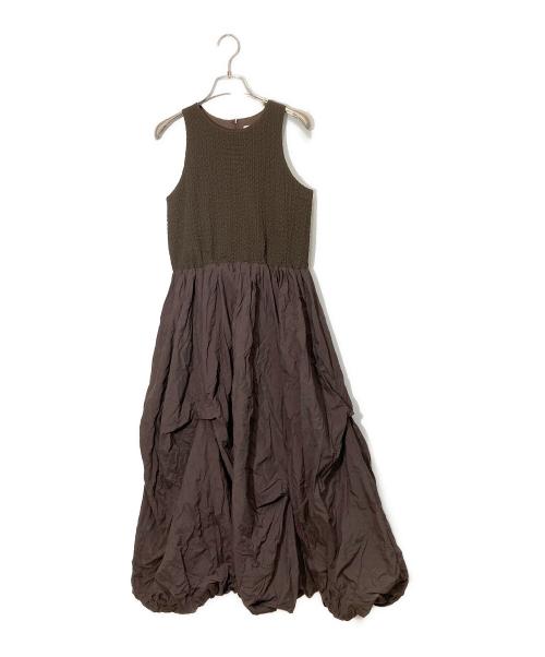 emmi（エミ）emmi (エミ) 膨れジャガードカットドッキングワンピース ブラウン サイズ:SIZE Freeの古着・服飾アイテム