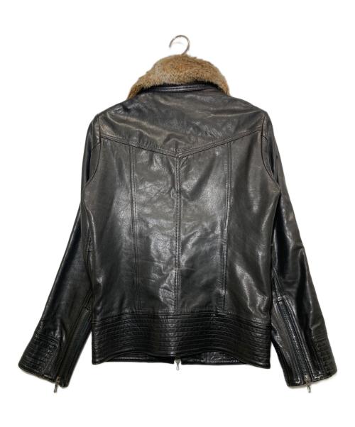 SHELLAC（シェラック）SHELLAC (シェラック) カウレザージャケット ブラック サイズ:44の古着・服飾アイテム