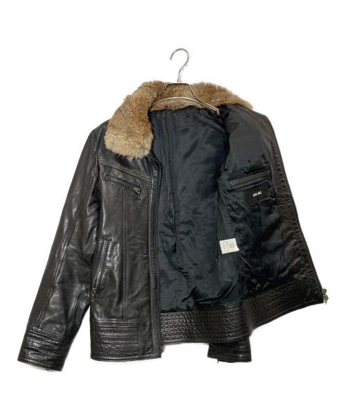 SHELLAC（シェラック）SHELLAC (シェラック) カウレザージャケット ブラック サイズ:44の古着・服飾アイテム