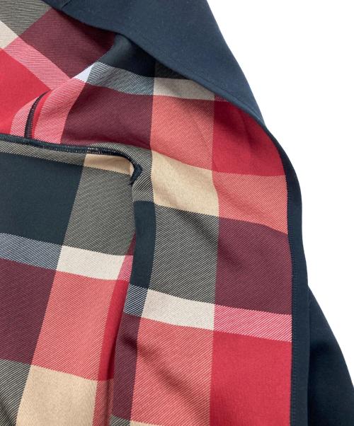 BLUE LABEL CRESTBRIDGE（ブルーレーベルクレストブリッジ）BLUE LABEL CRESTBRIDGE (ブルーレーベルクレストブリッジ) クレストブリッジチェックリバーシブルダンボールミディ丈コーディガン ブラック サイズ:38の古着・服飾アイテム