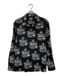 Hysteric Glamour（ヒステリックグラマー）の古着「HYSTERIC MOTEL柄 フラットカラーシャツ」｜ブラック