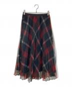 BLUE LABEL CRESTBRIDGEブルーレーベルクレストブリッジ）の古着「チュールプリーツスカート」｜ブラック×レッド