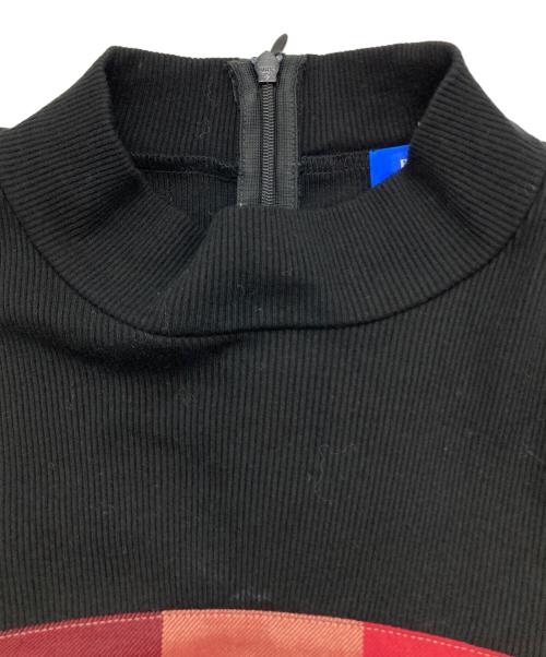 BLUE LABEL CRESTBRIDGE（ブルーレーベルクレストブリッジ）BLUE LABEL CRESTBRIDGE (ブルーレーベルクレストブリッジ) クレストブリッジチェックエアリーツイルテレココンビドレス レッド×ブラック サイズ:38の古着・服飾アイテム