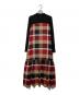 BLUE LABEL CRESTBRIDGE（ブルーレーベルクレストブリッジ）の古着「クレストブリッジチェックエアリーツイルテレココンビドレス」｜レッド×ブラック