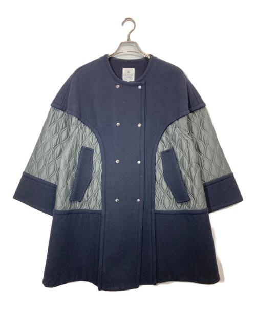 LANVIN en Bleu（ランバンオンブルー）LANVIN en Bleu (ランバンオンブルー) メルトンコンビキルティングコート ネイビー サイズ:36の古着・服飾アイテム