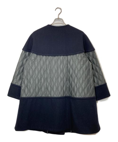 LANVIN en Bleu（ランバンオンブルー）LANVIN en Bleu (ランバンオンブルー) メルトンコンビキルティングコート ネイビー サイズ:36の古着・服飾アイテム