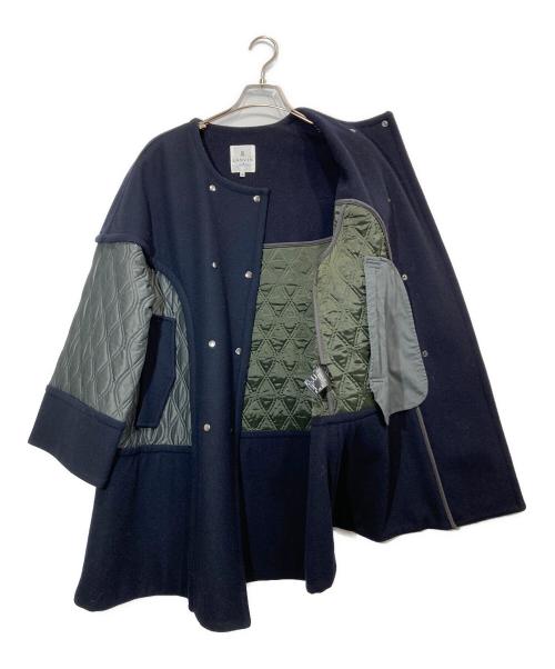 LANVIN en Bleu（ランバンオンブルー）LANVIN en Bleu (ランバンオンブルー) メルトンコンビキルティングコート ネイビー サイズ:36の古着・服飾アイテム