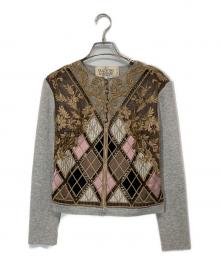 VALENTINO GARAVANI（ヴァレンティノ・ガラヴァーニ）の古着「レース刺繍カシミヤ混カーディガン」｜グレー